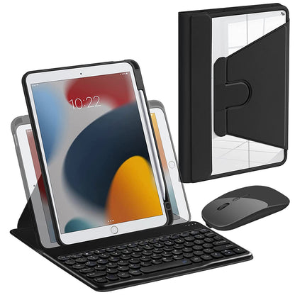 For iPad Pro 11-inch (2021)/(2020)/(2018)/Air (2022)/(2020) 360-Degree Rotatory PU Leather Bluetooth 3.0 Keyboard Shell Set with Dual-Mode Mouse