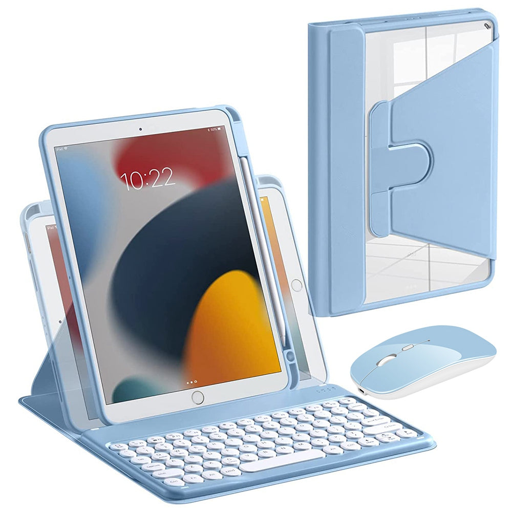 For iPad Pro 11-inch (2021)/(2020)/(2018)/Air (2022)/(2020) 360-Degree Rotatory PU Leather Bluetooth 3.0 Keyboard Shell Set with Dual-Mode Mouse