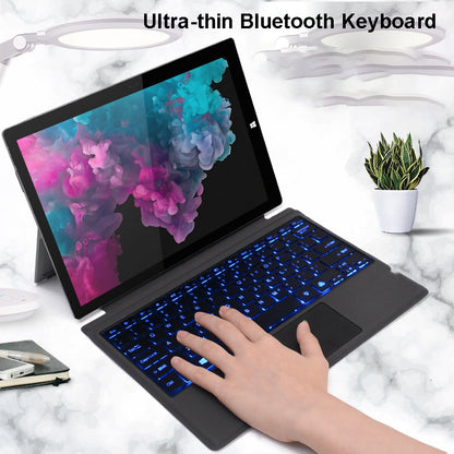 1089D for Microsoft Surface Pro 3 / 4 / 5 / 6 / 7 Colorful Backlight Laptop Magnetic Adsorption Bluetooth Wireless Keyboard with Touchpad