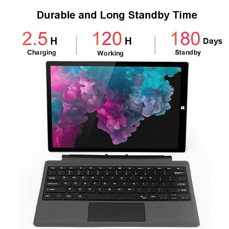 1089D for Microsoft Surface Pro 3 / 4 / 5 / 6 / 7 Colorful Backlight Laptop Magnetic Adsorption Bluetooth Wireless Keyboard with Touchpad