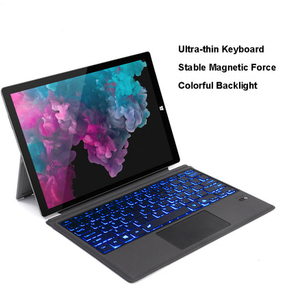 1089D for Microsoft Surface Pro 3 / 4 / 5 / 6 / 7 Colorful Backlight Laptop Magnetic Adsorption Bluetooth Wireless Keyboard with Touchpad