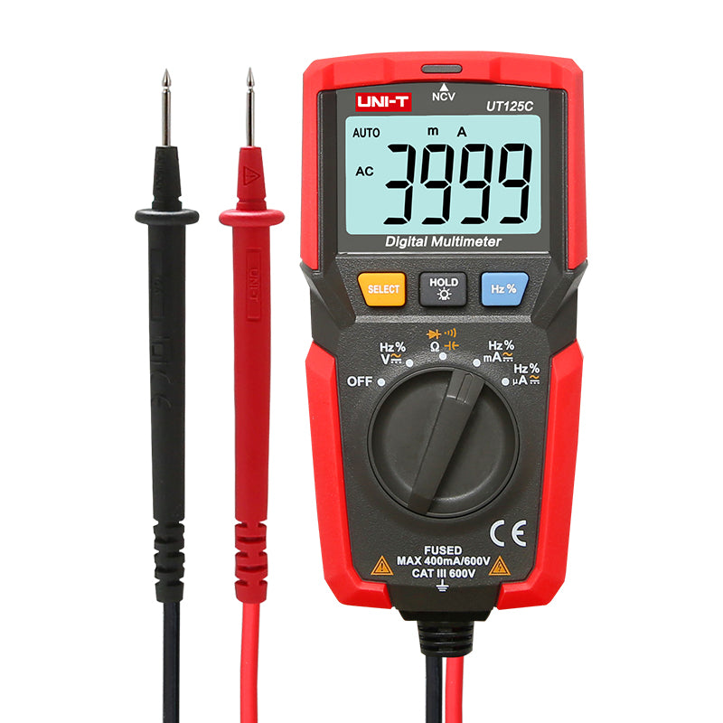 UNI-T UT125C Mini LCD Digital Multimeter DC/AC Voltage Current Meter NCV Capacitance Resistance Diode Tester Voltmeter Ammeter