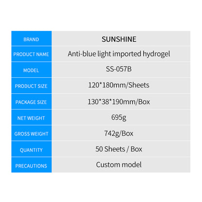 SUNSHINE 50Pcs/Lot SS-057B 7-inch Compressive Repair Film Flexible Hydrogel Film [Anti-Blue Light] for SS-890C Film Cutting Machine