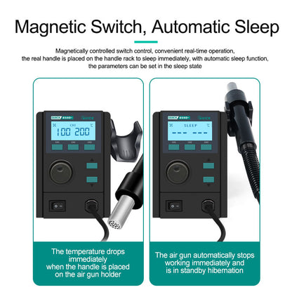 QUICK 859D+ 220V Hot Air Gun Rework Soldering Station with LCD Display for Motherboard BGA SMD PCB IC Maintenance