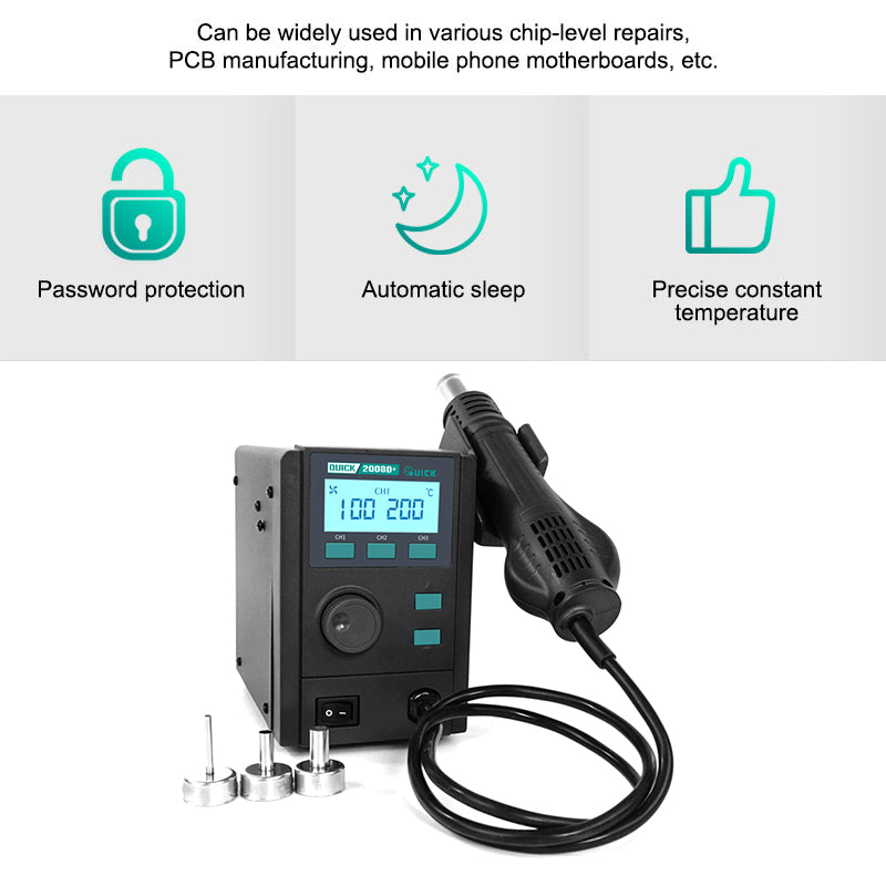 QUICK 2008D+ Upgrade 220V Desoldering Rework Station with LCD Digital Display Smart Welding Tool