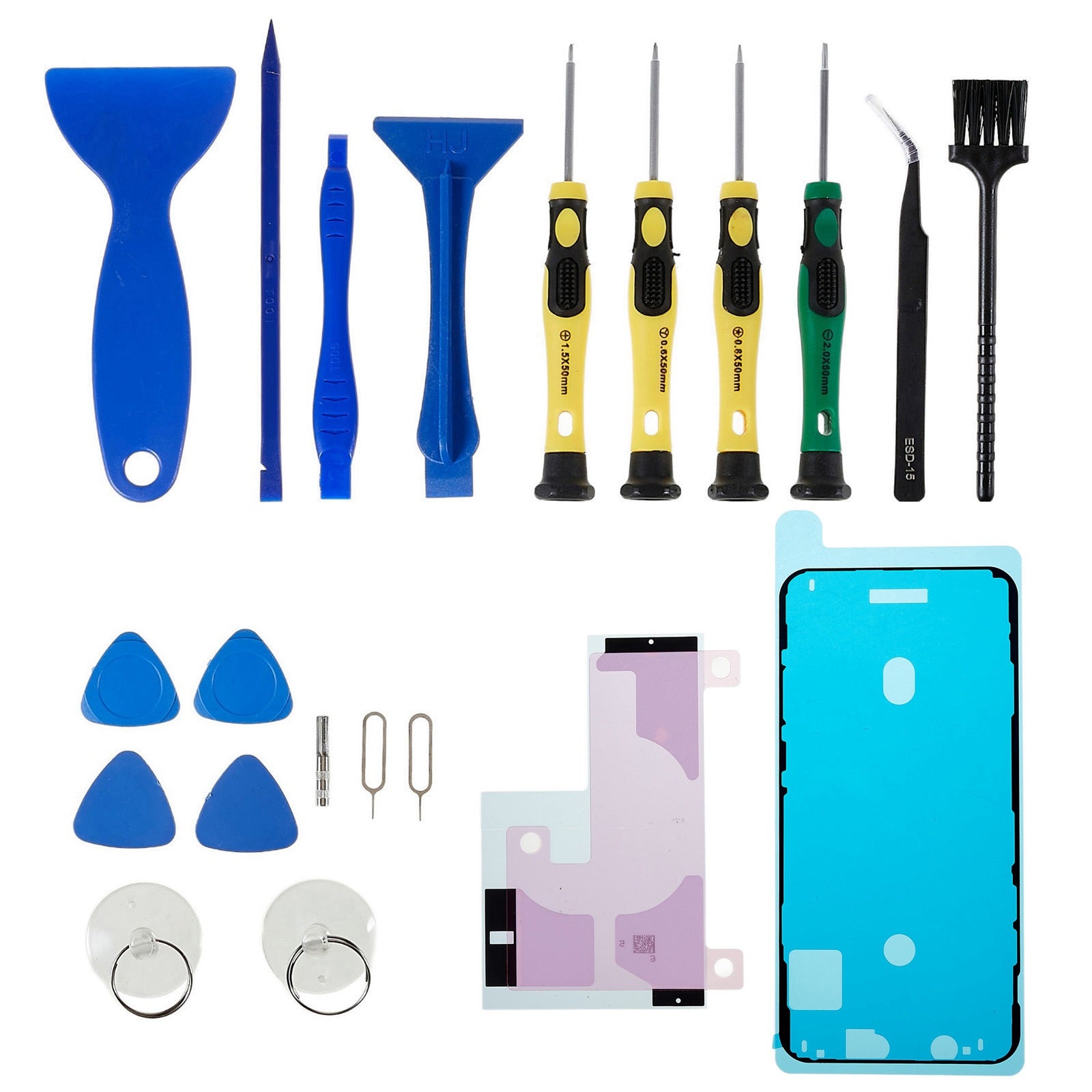 JF-8182 For iPhone 11 Pro Max 6.5 inch Replacement Parts Battery Adhesive Tape Sticker + Middle Plate Frame Waterproof Adhesive Sticker, 21-in-1 Portable Precision Screwdriver Set Cellphone Repair Tool Kit Opening Pry Tools