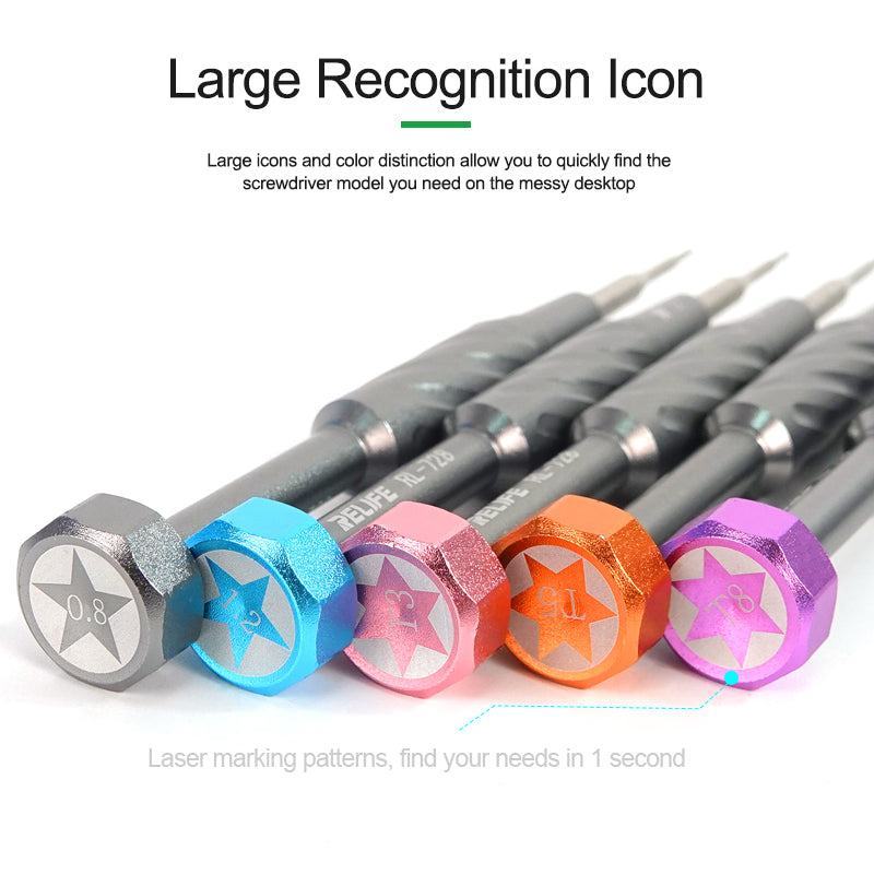 RELIFE RL-728B Magnetic-Absorbed Screwdriver Kit with Small Transparent Suction Cup for Notebook/Laptop Repair