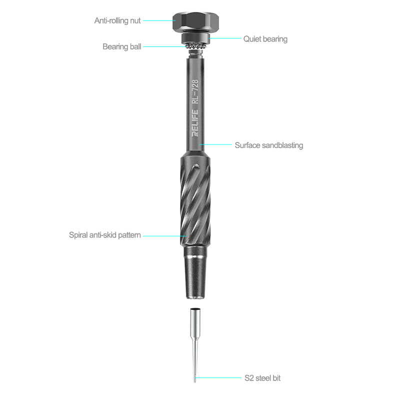 RELIFE RL-728B Magnetic-Absorbed Screwdriver Kit with Small Transparent Suction Cup for Notebook/Laptop Repair