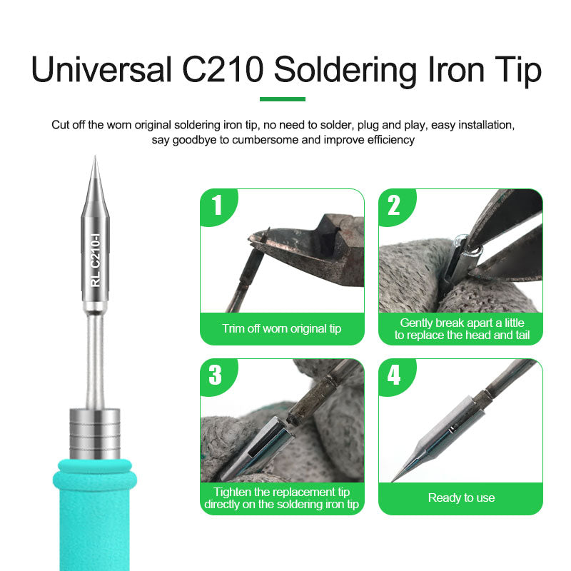 RELIFE RL-C210 Series Soldering Iron Tips Welding Head Replacement