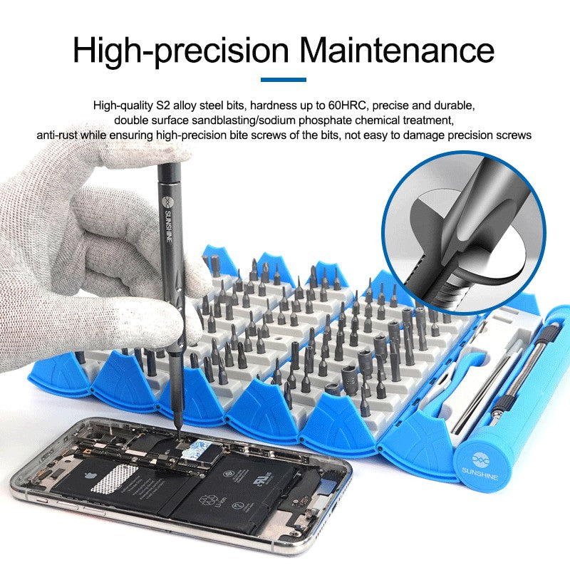 SUNSHINE SS-5120 128-in-1 Precision Screwdriver Set 120Pcs Alloy Steel Bits for Mobile Phone Home Use Repair Tools