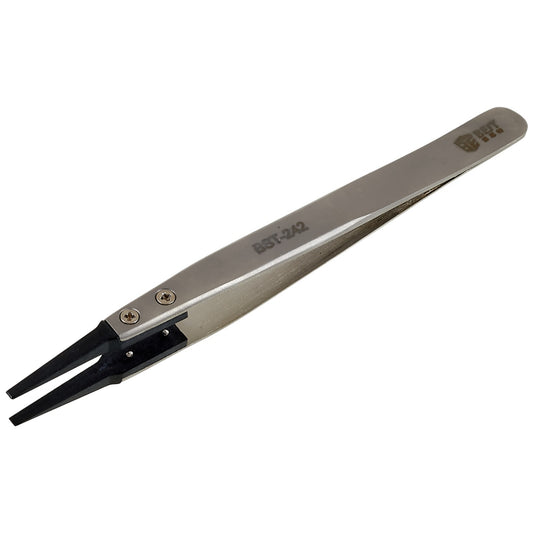 BEST BST-242 Stainless Steel Handle Anti-Static PPS Tweezers Mobile Phone Tablet Repairing Tool