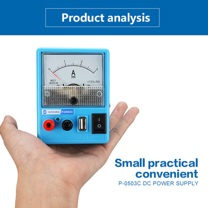 SUNSHINE P-0503C 3A 5V Mini DC Power Supply Phone Repair Regulated Power Supply Ammeter with Short Circuit Protection