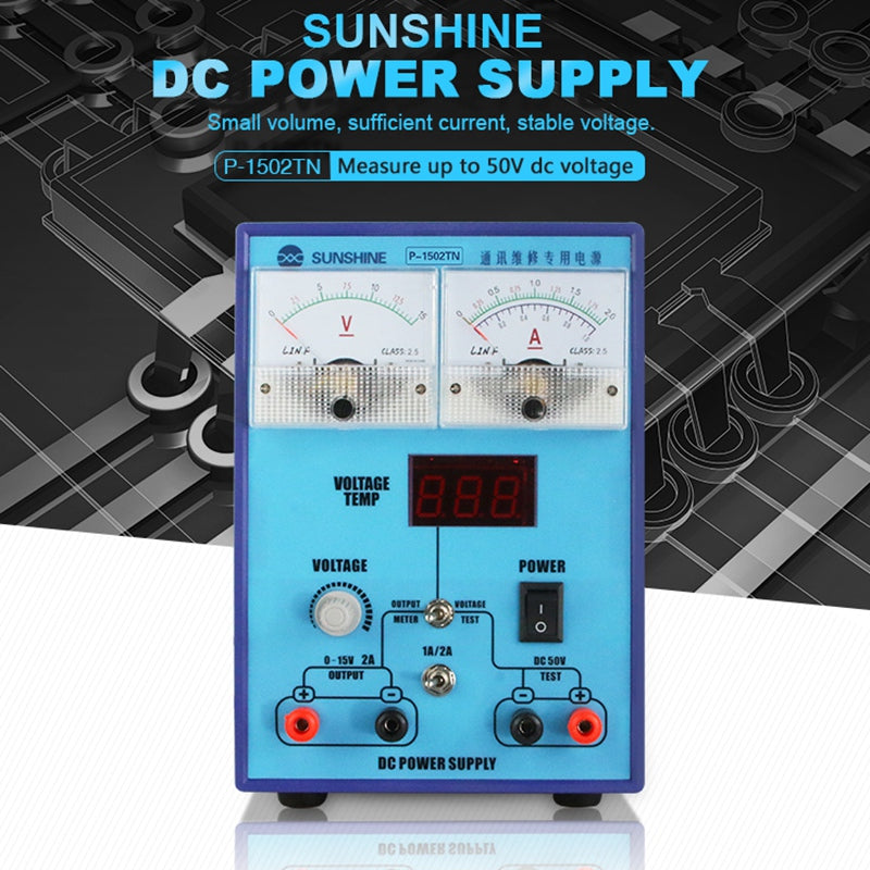 SUNSHINE P-1502TN DC Power Supply Adjustable Constant Temperature Voltage / Current Measurement for Phone Maintenance