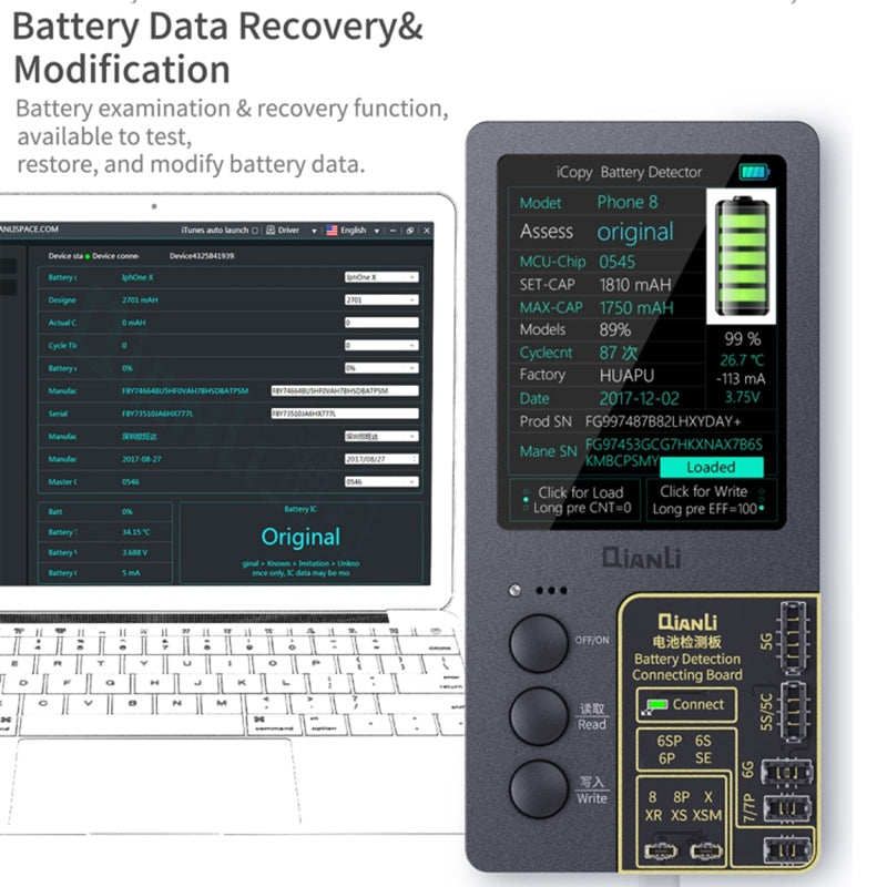 QIANLI iCopy Plus 3-in-1 LCD Screen Original Color Repair Programmer True Tone Light Sensor Battery Repair