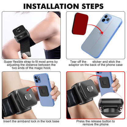 HL-148C Magnetic Adsorption 360 Degree Rotatable Phone Holder Mount with Wrist Band for Outdoor Sports