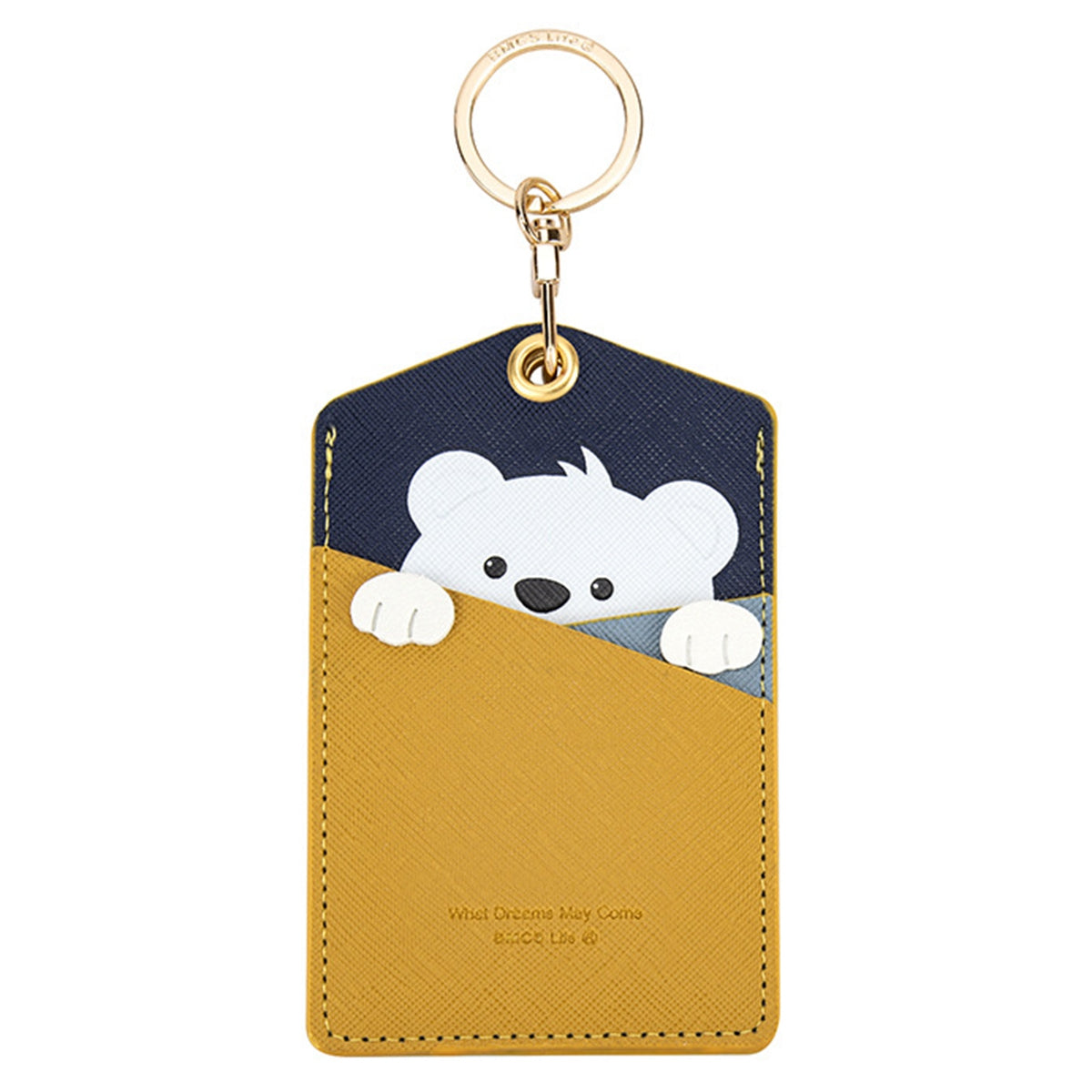 Cute Cartoon Animal ID Badge Holder with Key Ring PU Leather Card Holder Case