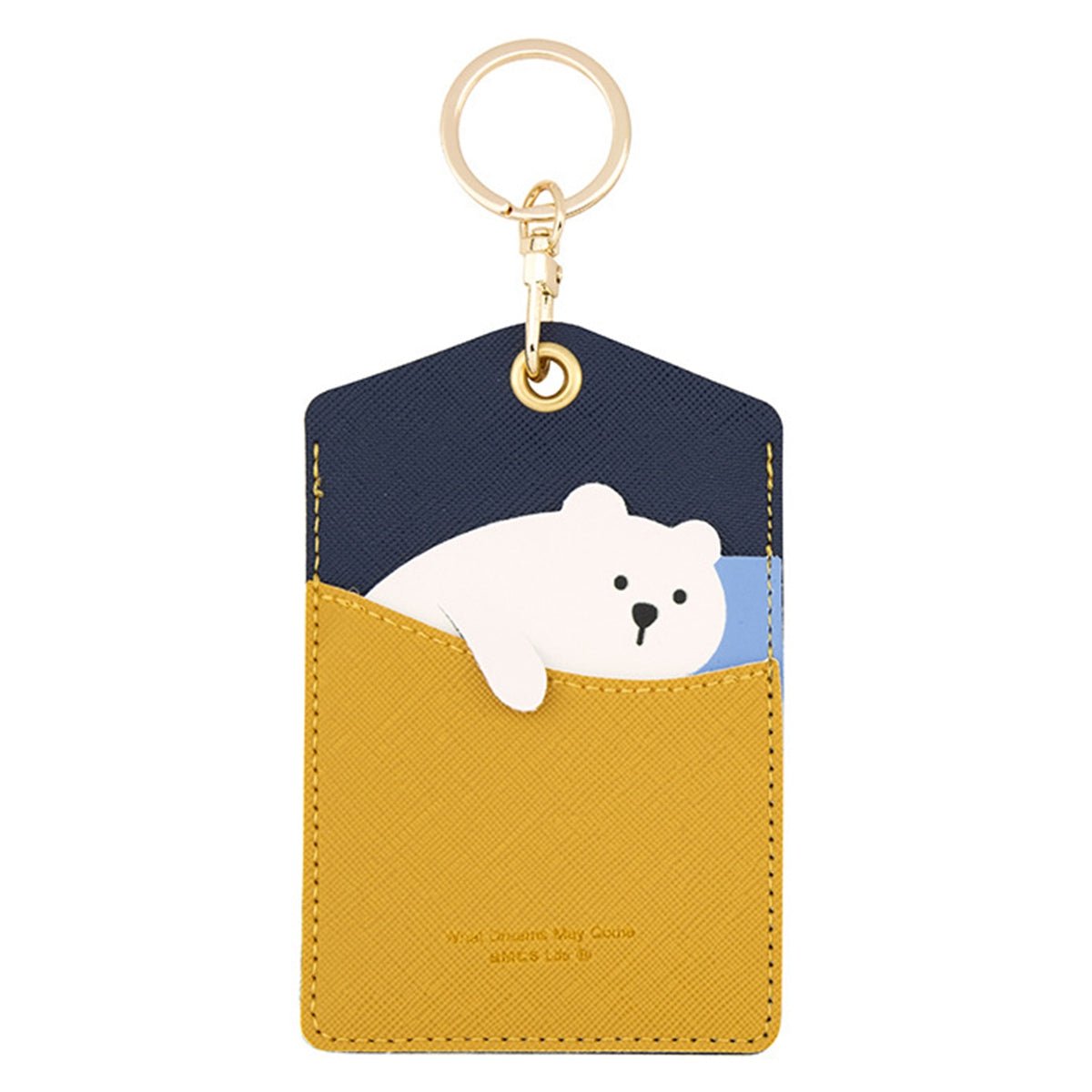 Cute Cartoon Animal ID Badge Holder with Key Ring PU Leather Card Holder Case