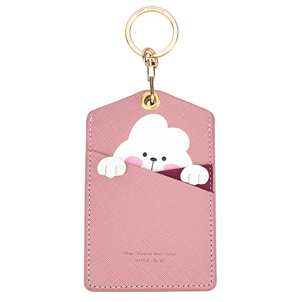 Cute Cartoon Animal ID Badge Holder with Key Ring PU Leather Card Holder Case