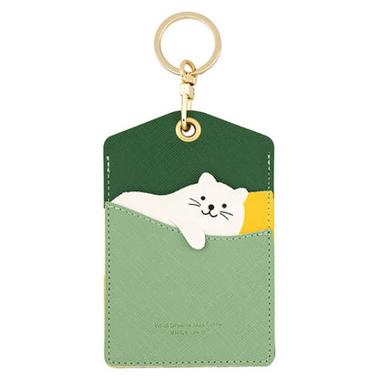 Cute Cartoon Animal ID Badge Holder with Key Ring PU Leather Card Holder Case