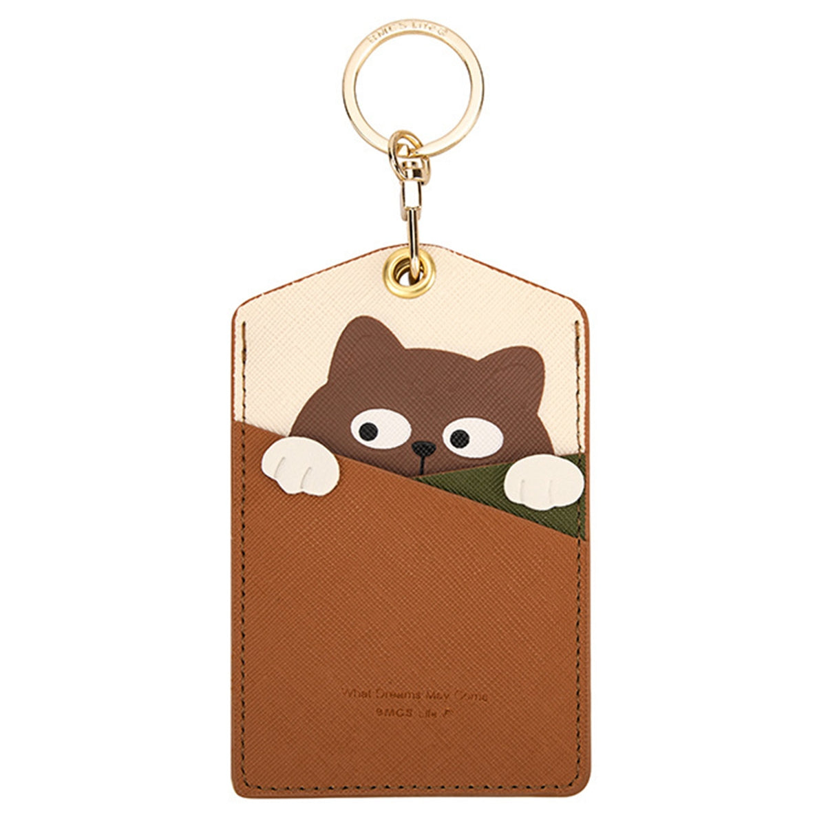 Cute Cartoon Animal ID Badge Holder with Key Ring PU Leather Card Holder Case