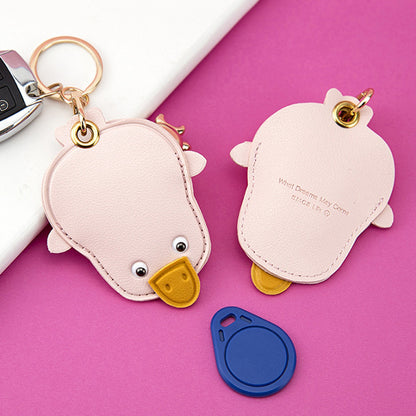 BMCS LIFE Cute Access Card PU Leather Protective Cover Keychain Car Key Ring Bag Pendant