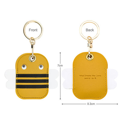 BMCS LIFE Cute Access Card PU Leather Protective Cover Keychain Car Key Ring Bag Pendant