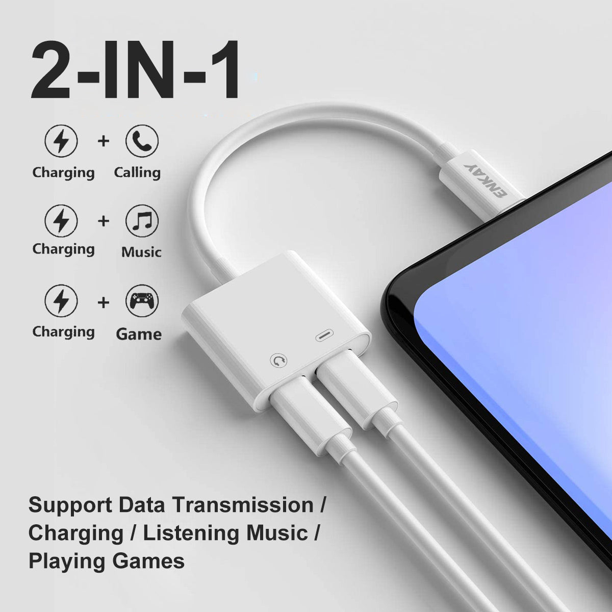 ENKAY HAT PRINCE ENK-AT105 Dual USB Type C Splitter 2 in 1 Audio Converter Type C to Type C Male to Female Adapter