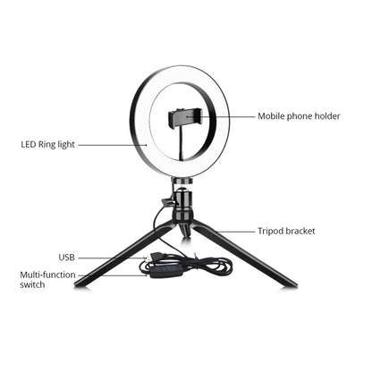 YJRL-10 10-inch LED Ring Light Photography Video Live Studio Fill light with Tripod Bracket