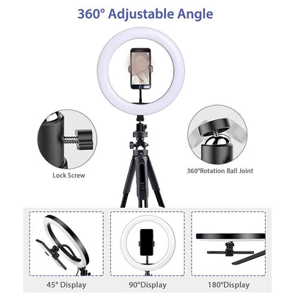 UN-206 8" Dimmable LED Ring Light with Stand and Phone Holder Desktop Selfie Circle Lamp for YouTube Video Photography Makeup