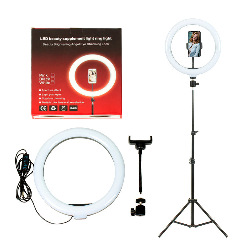 26cm LED Selfie Ring Light + 1.6m Tripod + Phone Holder Set for Live Broadcast/Eyebrow Tattooing