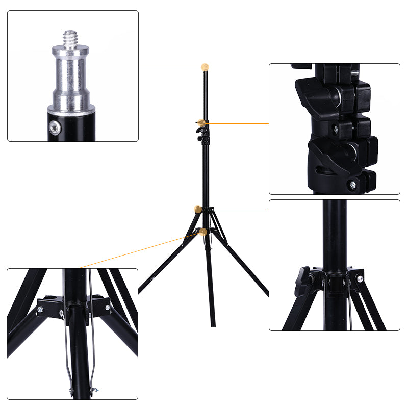 Reverse Folding Aluminum Alloy Light Stand Tripod with 1/4 Screw Interface for SLR Cameras Studio Lights etc.