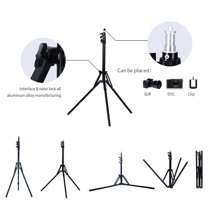 Reverse Folding Aluminum Alloy Light Stand Tripod with 1/4 Screw Interface for SLR Cameras Studio Lights etc.