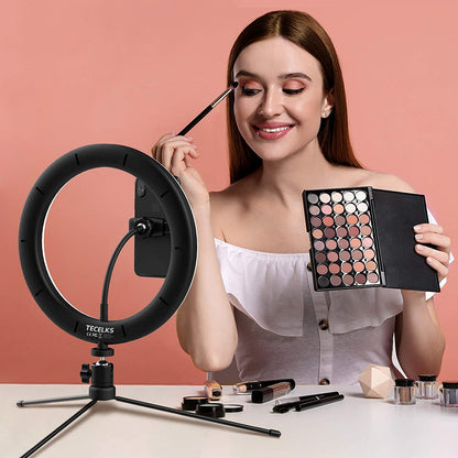 WONEW ZJ27 10inch Desktop Ring Light LED Fill Light with Tripod Support Bluetooth Selfie