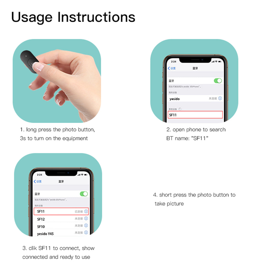 YESIDO SF11 Bluetooth Remote Control Mobile Phone Holder Tripod Extendable Selfie Stick