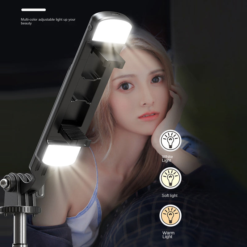 P100D-2 1.8m Aluminum Alloy Telescopic Selfie Stick Bluetooth Remote Control Tripod with Dual Fill Lights