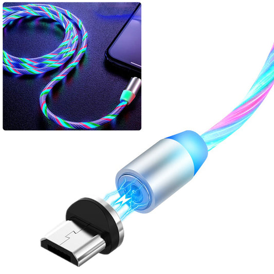 Creative 360° Adsorption Three Color Streamer Micro USB Magnetic Charging Cord