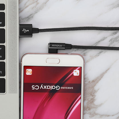 AMORUS Micro USB 2A Angle Head  Aluminum Alloy Braided Data Cable