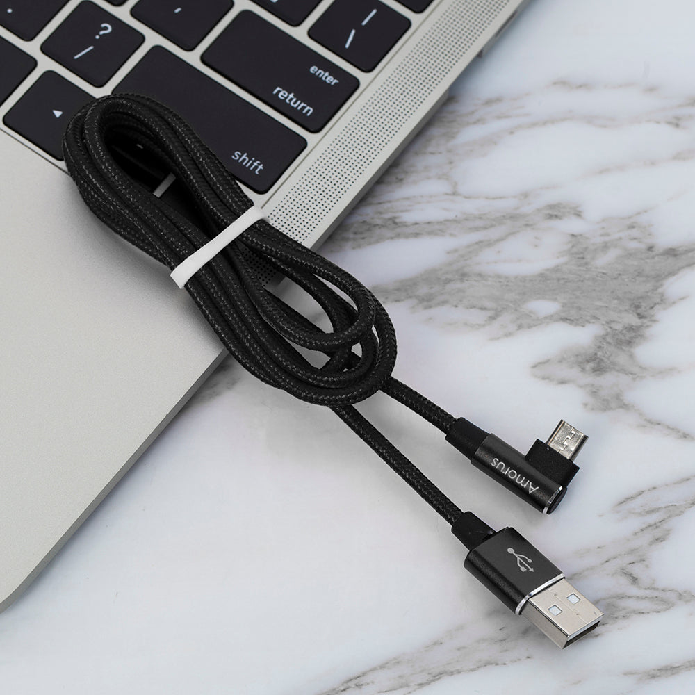 AMORUS Micro USB 2A Angle Head  Aluminum Alloy Braided Data Cable