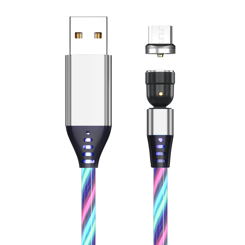 1M 2.4A USB to Micro USB 540 Degree Roating Luminous Magnetic Charging Cable