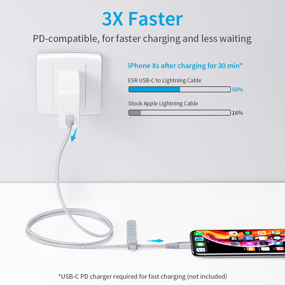 ESR 1m USB-C to Lightning Braided Nylon Cable with MFi Certificate