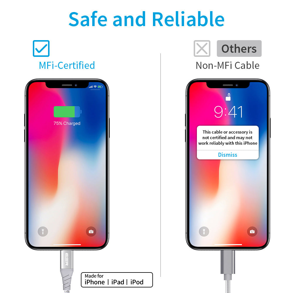 ESR 1m USB-C to Lightning Braided Nylon Cable with MFi Certificate