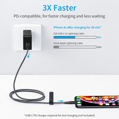 ESR 1m USB-C to Lightning Braided Nylon Cable with MFi Certificate