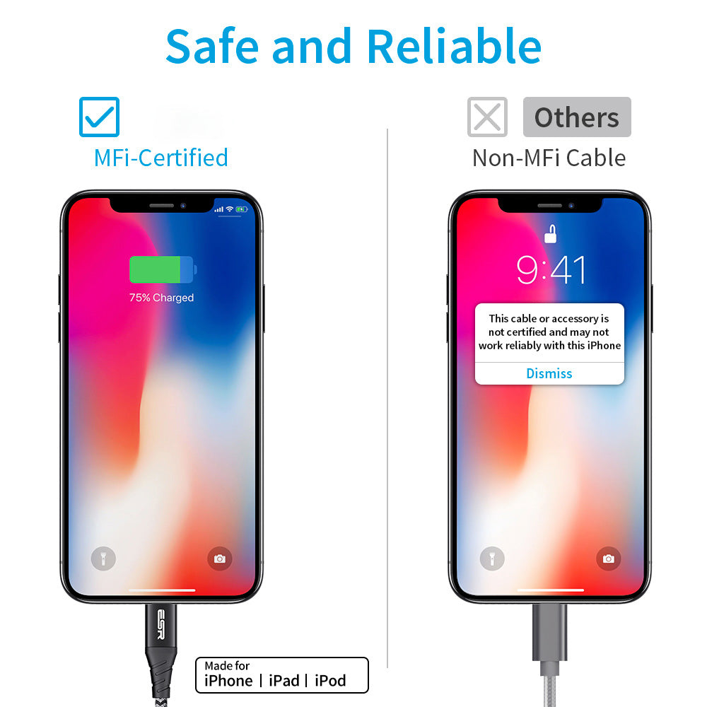 ESR 1m USB-C to Lightning Braided Nylon Cable with MFi Certificate