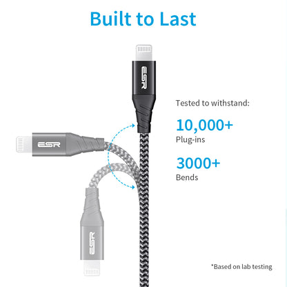 ESR 1m USB-C to Lightning Braided Nylon Cable with MFi Certificate