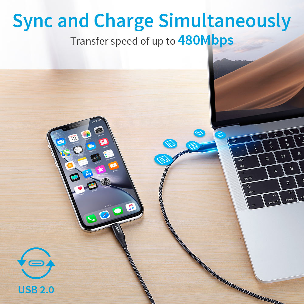 ESR 1m USB-C to Lightning Braided Nylon Cable with MFi Certificate