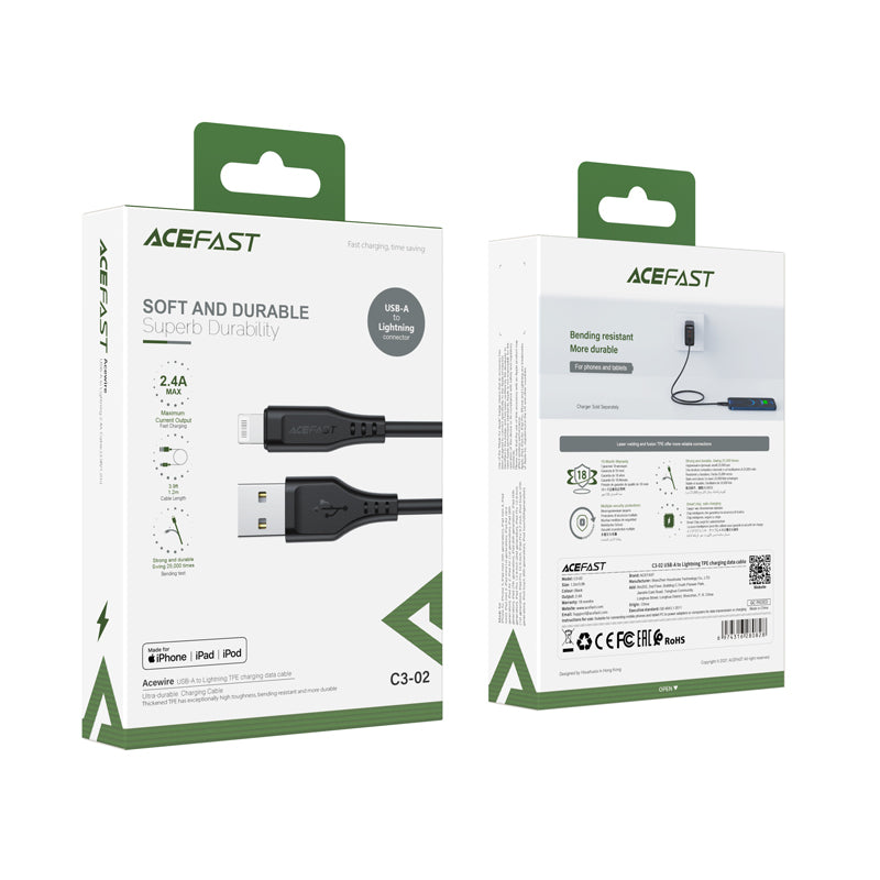 ACEFAST C3-02 MFI Certified USB-A to Lightning TPE Charging Data Cable 1.2m