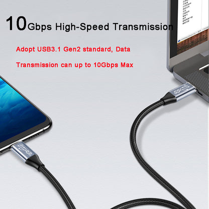 0.25m Type C Female to C Male Elbow Extension Cable Type C 3.1 Multi-function Gen2 PD 100W USB C Cable