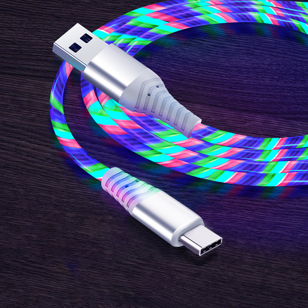 LED Light Design Type-C 3A Fast Charging Cable 2m Cellphone Cable