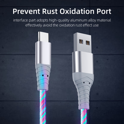 LED Light Design Type-C 3A Fast Charging Cable 2m Cellphone Cable