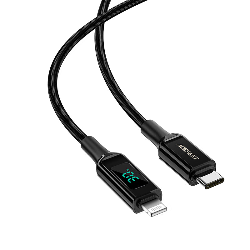 ACEFAST C6-01 MFi Certified USB-C to Lightning Zinc Alloy Braided Charging Data Cable with Digital Display